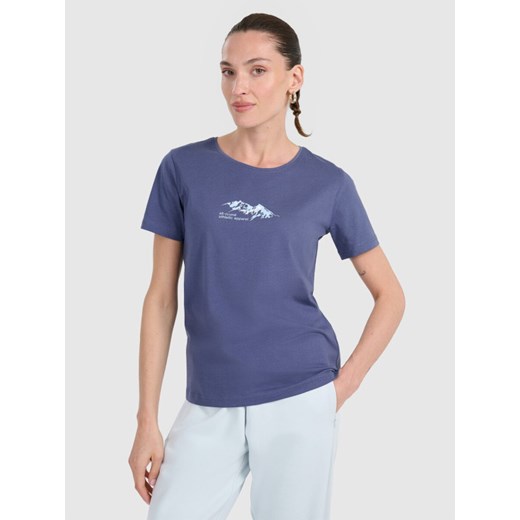 Damski t-shirt z nadrukiem 4F 4FWAW25TTSHF2713 - niebieski ze sklepu Sportstylestory.com w kategorii Bluzki damskie - zdjęcie 186350691