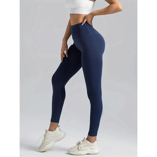 Bezszwowe sportowe legginsy damskie - Granatowy S ze sklepu Intimica.pl w kategorii Spodnie damskie - zdjęcie 186351444
