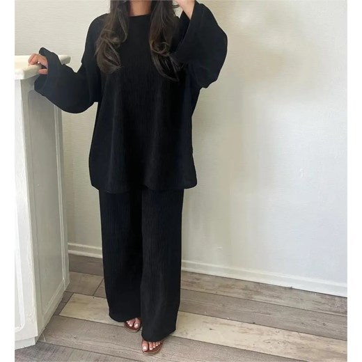 Damski komplet z długą bluzką - Czarny S ze sklepu Intimica.pl w kategorii Komplety i garnitury damskie - zdjęcie 186354242