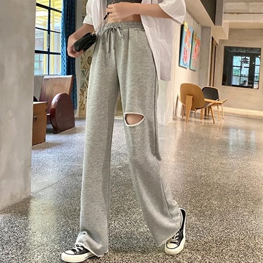 Dresy z dziurą - Szary S ze sklepu Intimica.pl w kategorii Spodnie damskie - zdjęcie 186355701