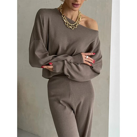 Elegancki domowy komplet damski - Brązowy Uniwersalny ze sklepu Intimica.pl w kategorii Komplety i garnitury damskie - zdjęcie 186356603