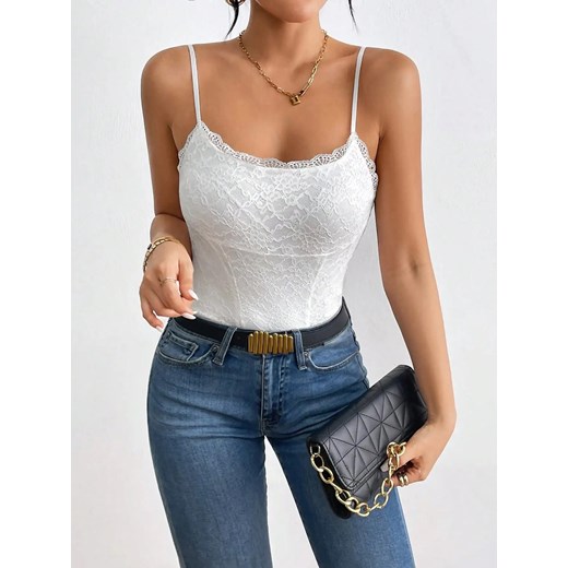 Koronkowy top damski na ramiączkach - Biały XS ze sklepu Intimica.pl w kategorii Bluzki damskie - zdjęcie 186361222