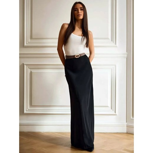 Satynowa elegancka spódnica maxi - Czarny S ze sklepu Intimica.pl w kategorii Spódnice - zdjęcie 186365834