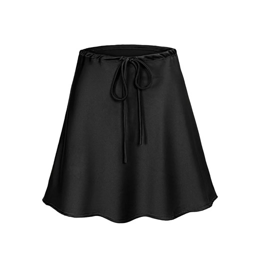 Satynowa spódnica mini z wiązaniem - Czarny S ze sklepu Intimica.pl w kategorii Spódnice - zdjęcie 186366004