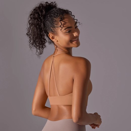 Stanik sportowy na ramiączkach - Brązowy S ze sklepu Intimica.pl w kategorii Biustonosze - zdjęcie 186368241