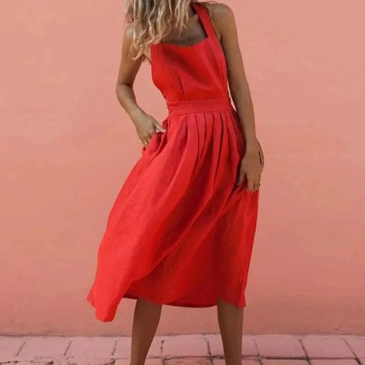 Sukienka midi - Czerwony S ze sklepu Intimica.pl w kategorii Sukienki - zdjęcie 186369021