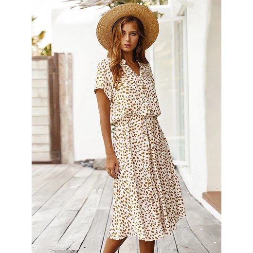 Wygodna sukienka midi - Biały S ze sklepu Intimica.pl w kategorii Sukienki - zdjęcie 186370750