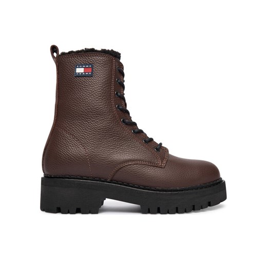 Trapery Tommy Jeans Tjw Urban Laceup Boot Wl EN0EN02906 Brązowy ze sklepu eobuwie.pl w kategorii Workery damskie - zdjęcie 186371890