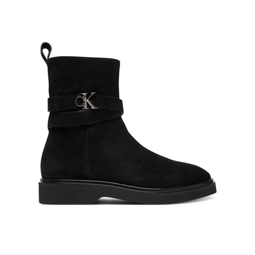 Botki Calvin Klein Ankle Boot W/ Metal Logo Sue HW0HW02664 Czarny ze sklepu eobuwie.pl w kategorii Botki - zdjęcie 186372034