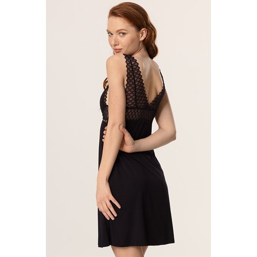 Koszulka nocna damska z wiskozy z koronką plus size Tristane, Kolor czarny, Rozmiar XXL, Mefemi ze sklepu Primodo w kategorii Koszule nocne - zdjęcie 186376253