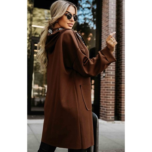 Casualowy płaszczyk z zamkiem czekoladowy 632-2, Kolor czekoladowy, Rozmiar one size, NUMOCO BASIC ze sklepu Primodo w kategorii Płaszcze damskie - zdjęcie 186376290