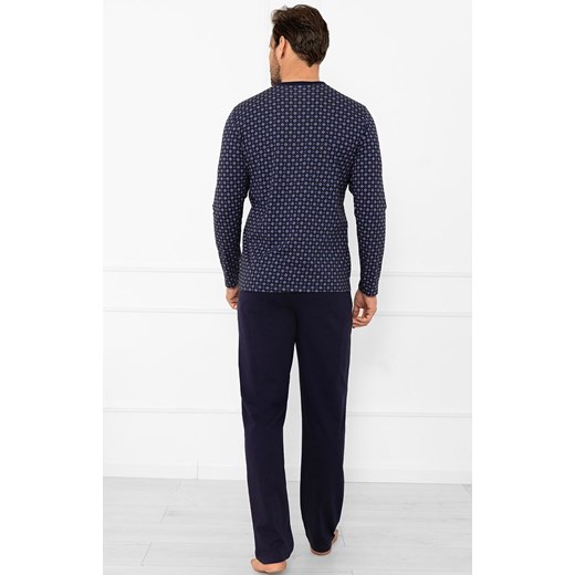 Piżama męska z długim rękawem i długimi spodniami Gerard, Kolor granatowy-wzór, Rozmiar M, Italian Fashion ze sklepu Intymna w kategorii Piżamy męskie - zdjęcie 186376564