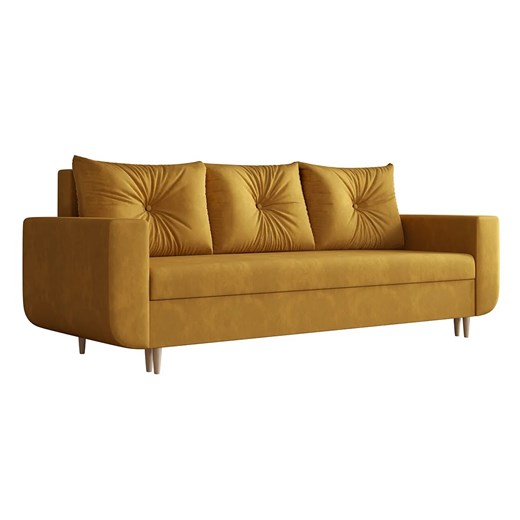 Musztardowa rozkładana sofa welurowa R7-R66 ze sklepu Edinos.pl w kategorii Sofy i kanapy - zdjęcie 186376711