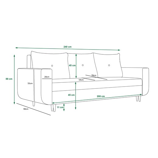 Musztardowa rozkładana sofa welurowa R7-R66 Elior Edinos.pl