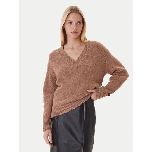 Calvin Klein Jeans Sweter Chunky LV044D328G Brązowy Regular Fit ze sklepu MODIVO w kategorii Swetry damskie - zdjęcie 186378984