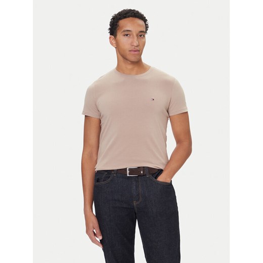Tommy Hilfiger T-Shirt MW0MW10800 Beżowy Slim Fit ze sklepu MODIVO w kategorii T-shirty męskie - zdjęcie 186379113