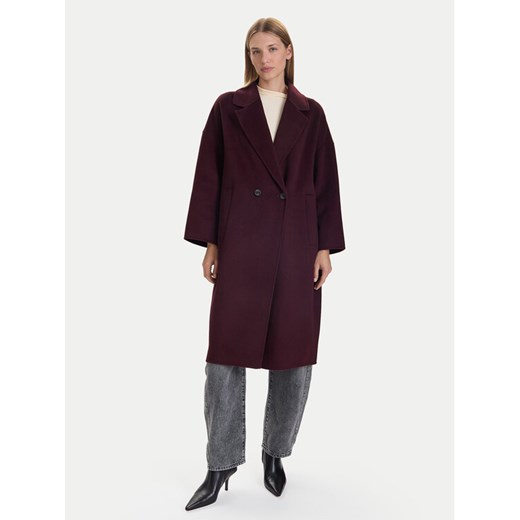 ViCOLO Płaszcz wełniany TF0003 Bordowy Regular Fit ze sklepu MODIVO w kategorii Płaszcze damskie - zdjęcie 186379134