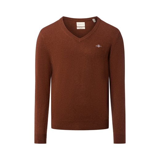 Gant Męski sweter z dzianiny Mężczyźni mocca jednolity ze sklepu vangraaf w kategorii Swetry męskie - zdjęcie 186379923