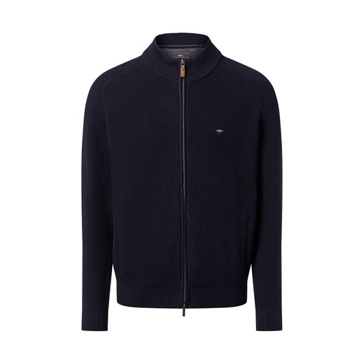 Fynch-Hatton Męski kardigan Mężczyźni Bawełna granatowy jednolity ze sklepu vangraaf w kategorii Swetry męskie - zdjęcie 186379933