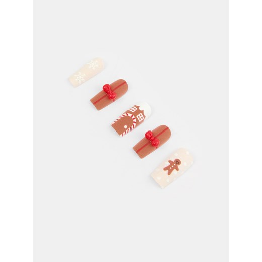 Sinsay - Sztuczne paznokcie z motywem świątecznym - wielobarwny Sinsay One Size Sinsay