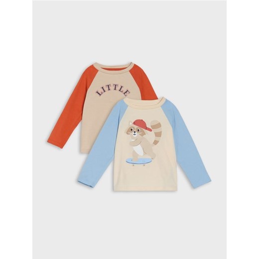 Sinsay - Koszulka z długimi rękawami z nadrukiem 2 pack - wielobarwny ze sklepu Sinsay w kategorii Kaftaniki i bluzki - zdjęcie 186383281