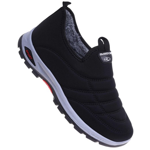 Wsuwane sneakersy męskie z ociepleniem Czarne /F5-1 18249 T386/ ze sklepu Pantofelek24.pl w kategorii Półbuty męskie - zdjęcie 186383773