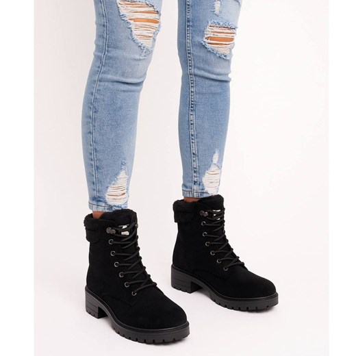 Czarne ocieplane botki trapery /F4-1 18171 T434/ 41 Pantofelek24.pl