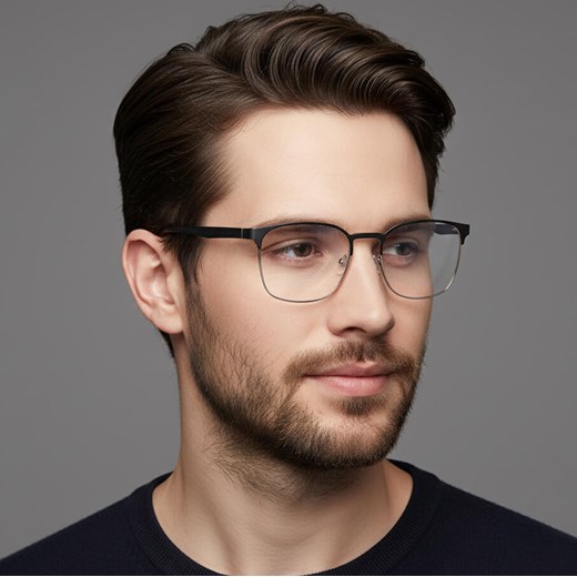 Solidne okulary zerówki do komputera BLUE LIGHT czarno-srebrne z flexami 25126B ze sklepu Stylion w kategorii Okulary zerówki damskie - zdjęcie 186385403