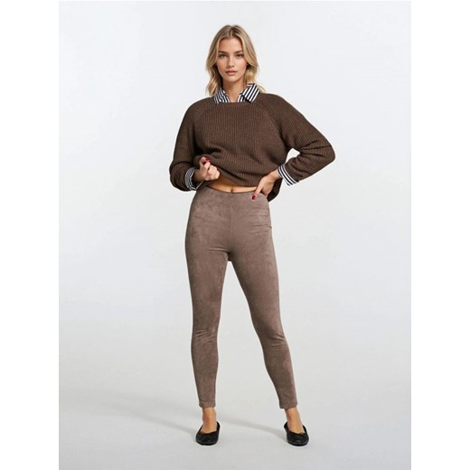 Sinsay - Legginsy z imitacji zamszu - brązowy ze sklepu Sinsay w kategorii Spodnie damskie - zdjęcie 186385750