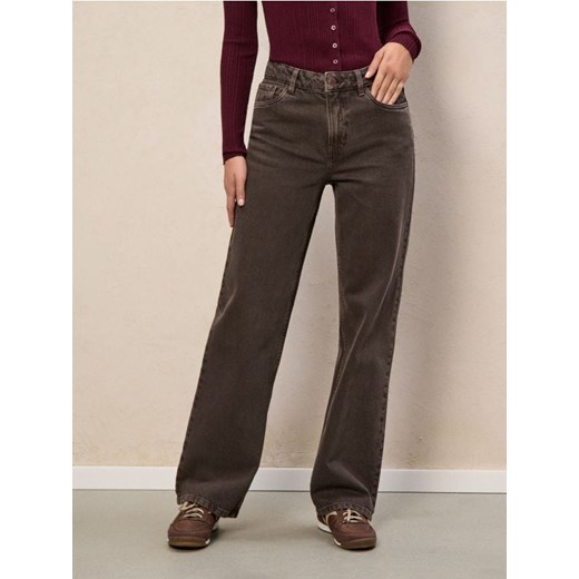 Sinsay - Jeansy wide leg - brązowy ze sklepu Sinsay w kategorii Jeansy damskie - zdjęcie 186385761