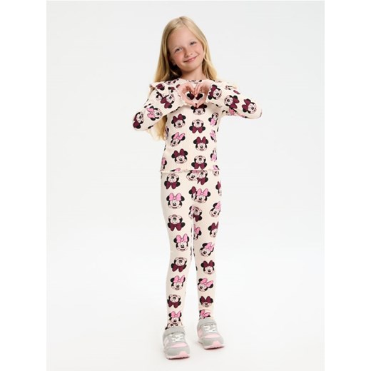Sinsay - Dzianinowe legginsy w prążek Minnie Mouse - różowy ze sklepu Sinsay w kategorii Spodnie dziewczęce - zdjęcie 186386324