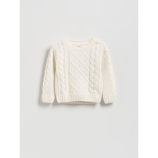 Reserved - Sweter z ozdobym splotem - złamana biel ze sklepu Reserved w kategorii Swetry dziewczęce - zdjęcie 186388203