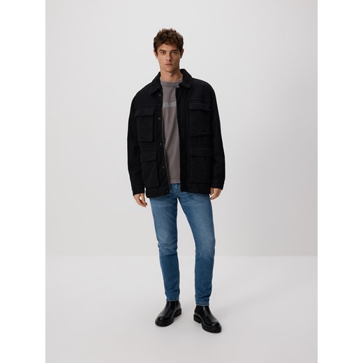 Reserved - Kurtka sherpa z kołnierzem - czarny Reserved XXL Reserved