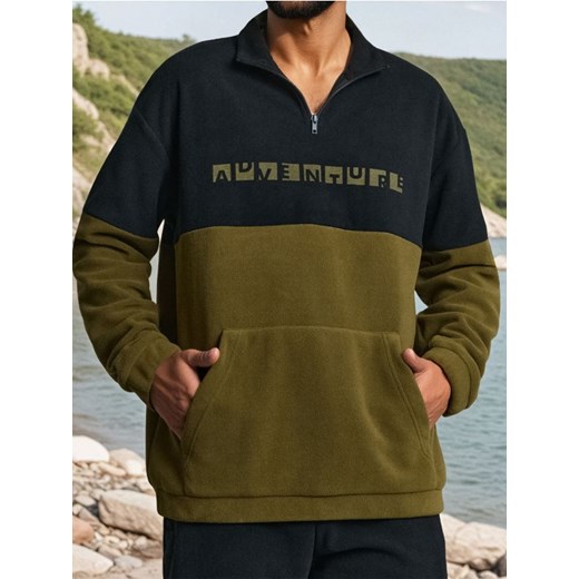 Sinsay - Bluza polarowa - khaki - id: 929EU-87X - marki Sinsay - 186389201 Sinsay - Bluza polarowa - khaki ze sklepu Sinsay w kategorii Bluzy męskie - zdjęcie 186389201