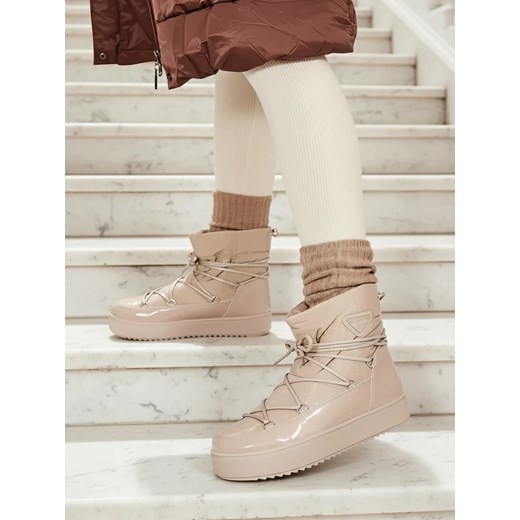 Royalfashion Wsuwane botki a'la śniegowce damskie w kolorze jasnobrązowym Vevnose ze sklepu royalfashion.pl w kategorii Śniegowce damskie - zdjęcie 186389934