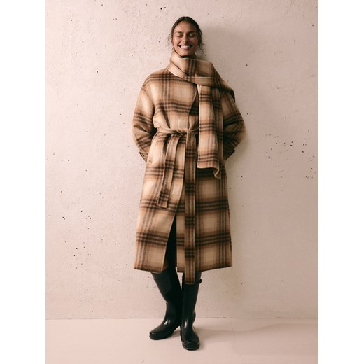 Reserved - Płaszcz oversize z wełną - wielobarwny ze sklepu Reserved w kategorii Płaszcze damskie - zdjęcie 186390232