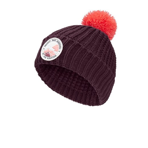 Jack Wolfskin Czapka &quot;Pompom Badge&quot; w kolorze fioletowo-pomarańczowym ze sklepu Limango Polska w kategorii Czapki dziecięce - zdjęcie 186392031