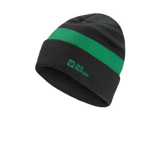 Jack Wolfskin Czapka beanie &quot;Stripy&quot; w kolorze zielono-czarnym ze sklepu Limango Polska w kategorii Czapki dziecięce - zdjęcie 186392052