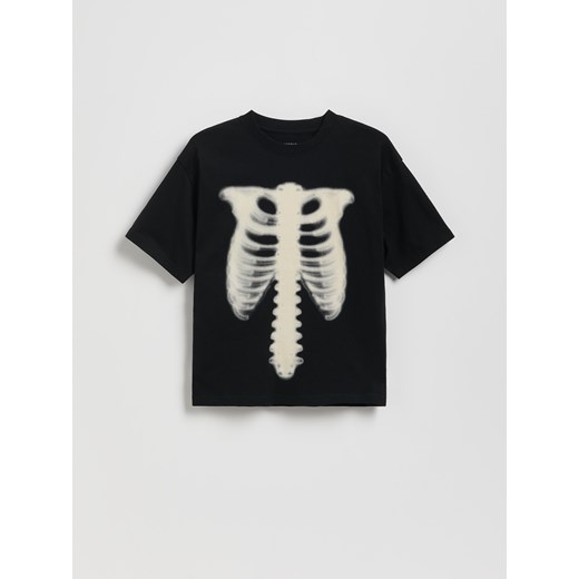 Reserved - Bawełniany t-shirt oversize - czarny ze sklepu Reserved w kategorii T-shirty chłopięce - zdjęcie 186392891