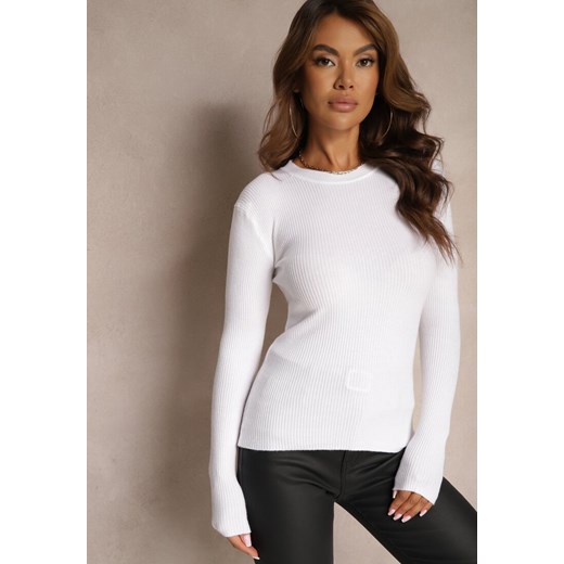 Biała Bluzka Longsleeve w Cienkie Prążki Terilissa Renee ONE SIZE renee.pl