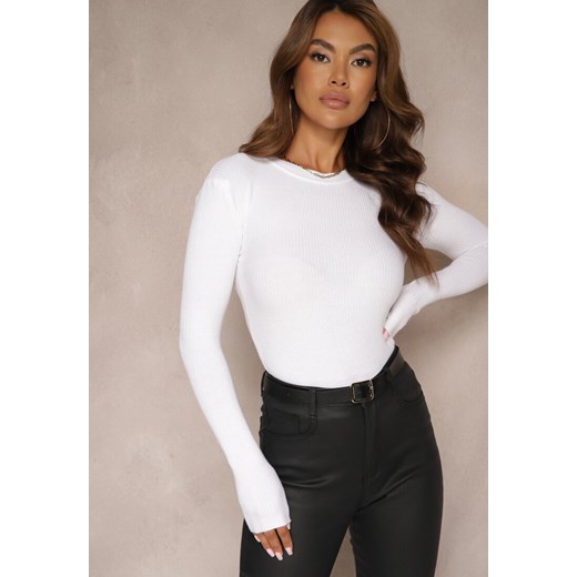 Biała Bluzka Longsleeve w Cienkie Prążki Terilissa Renee ONE SIZE renee.pl