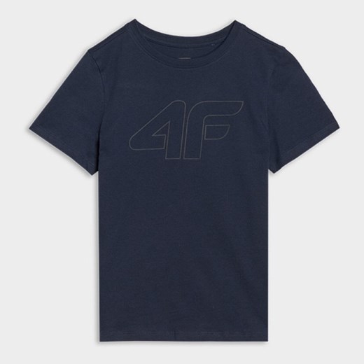 Chłopięcy t-shirt z nadrukiem 4F 4FJWSS25TTSHM2179 - granatowy ze sklepu Sportstylestory.com w kategorii T-shirty chłopięce - zdjęcie 186395691