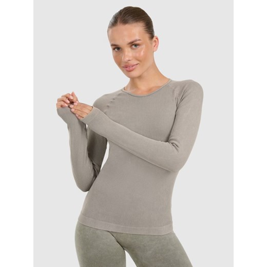 Damski longsleeve do jogi i pilatesu 4F 4FWAW25TFLOF429 - szary ze sklepu Sportstylestory.com w kategorii Bluzki damskie - zdjęcie 186395891