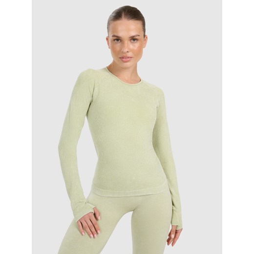 Damski longsleeve do jogi i pilatesu 4F 4FWAW25TFLOF429 - zielony ze sklepu Sportstylestory.com w kategorii Kurtki damskie - zdjęcie 186395901