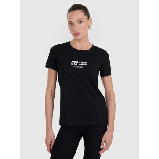 Damski t-shirt z nadrukiem 4F 4FWAW25TTSHF2322 - czarny ze sklepu Sportstylestory.com w kategorii Bluzki damskie - zdjęcie 186395953