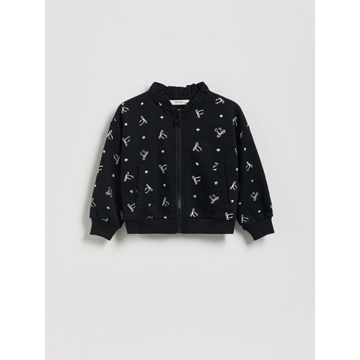 Reserved - Bluza bomber z aplikacją - czarny ze sklepu Reserved w kategorii Bluzy dziewczęce - zdjęcie 186396300