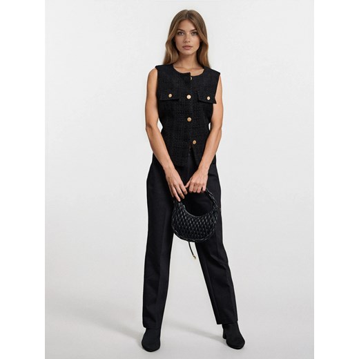 Sinsay - Spodnie z paskiem - czarny Sinsay M Sinsay