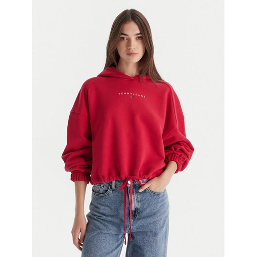 Tommy Jeans Bluza Bling Linear DW0DW21607 Czerwony Regular Fit ze sklepu MODIVO w kategorii Bluzy damskie - zdjęcie 186399050