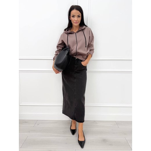 Brązowa Bluza z Kapturem Modnakiecka.pl 42 wyprzedaż ModnaKiecka.pl