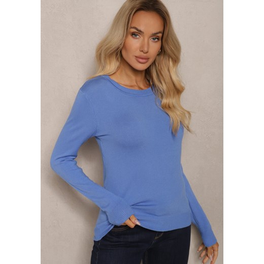 Niebieski Klasyczny Sweter z Długim Rękawem Kidistia Renee ONE SIZE renee.pl